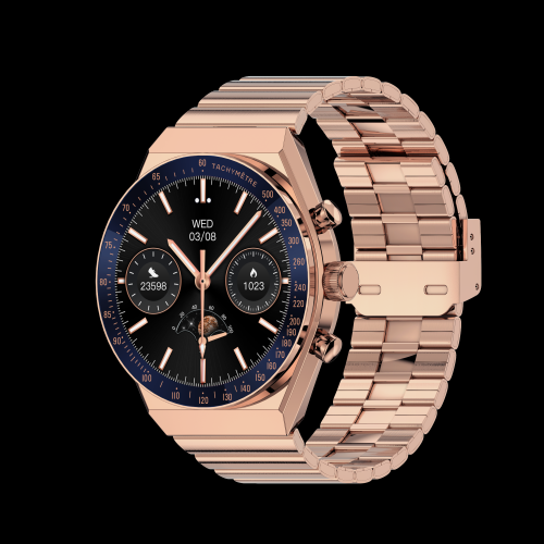 AW36 rose gold/silver/black stainelss steel round smartwatch